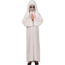 Fantasia Halloween Infantil de Terror pra Meninas Freira Satânica Mal Tunica e Capuz Branco Fantasia Halloween Infantil de Terror pra Meninas Freira Satânica Mal Tunica e Capuz Branco