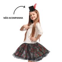 Fantasia Halloween Infantil Kit Saia Caveira Mexicana Fantasia Halloween Infantil Kit Saia Caveira Mexicana