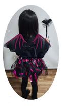 Fantasia Halloween Infantil Morcega Saia Asa E Varinha Luxo
