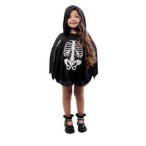 Fantasia Halloween Infantil - Poncho Esqueleto 6 a 9 Anos - 1 Un