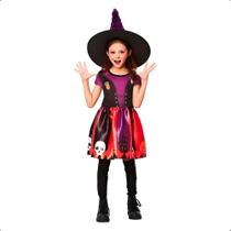 Fantasia Halloween Infantil pra Menina Criança Vestido Bruxa Bruxinha Feiticeira Fantasia Halloween Infantil pra Menina Criança Vestido Bruxa Bruxinha Feiticeira