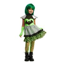 Fantasia Halloween Infantil pra Menina Vampira Moderna Com Luva e Peruca Verde Fantasia Halloween Infantil pra Menina Vampira Moderna Com Luva e Peruca Verde