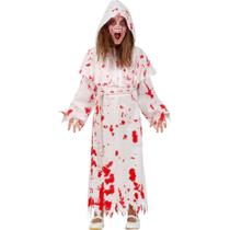 Fantasia Halloween Infantil pra Meninas e Meninos Freira Monge Sangrenta Tunica Branca com Capuz Fantasia Halloween Infantil pra Meninas e Meninos Freira Monge Sangrenta Tunica Branca com Capuz