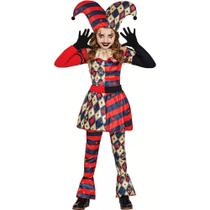 Fantasia Halloween Infantil pra Meninas Palhaça Arlequina Luxo com Chapeu Bobo da Corte Fantasia Halloween Infantil pra Meninas Palhaça Arlequina Luxo com Chapeu Bobo da Corte