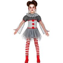 Fantasia Halloween Infantil pra Meninas Palhaça Assassina de Luxo com Meia Calça Fantasia Halloween Infantil pra Meninas Palhaça Assassina de Luxo com Meia Calça