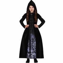 Fantasia Halloween Infantil pra Meninas Vestido Bruxa Medieval Gótico Caçadora de Almas Preto com Capuz 4 a 12 anos Fantasia Halloween Infantil pra Meninas Vestido Bruxa Medieval Gótico Caçadora de Almas Preto com Capuz 4 a 12 anos