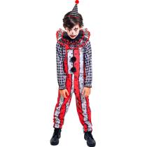 Fantasia Halloween Infantil pra Menino Palhaço Assassino de Luxo com Chapeu Pierrot Palhacinho Circo de Terror Fantasia Halloween Infantil pra Menino Palhaço Assassino de Luxo com Chapeu Pierrot Palhacinho Circo de Terror