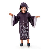 Fantasia Halloween Infantil Tunica Preta Com Capuz de Fantasmas Fantasia Halloween Infantil Tunica Preta Com Capuz de Fantasmas