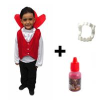 Fantasia Halloween Infantil Vampiro Completo Bebê Menino Conde Drácula com Sangue e Dentadura Dia das Bruxas Fantasia Halloween Infantil Vampiro Completo Bebê Menino Conde Drácula com Sangue e Dentadura Dia das Bruxas