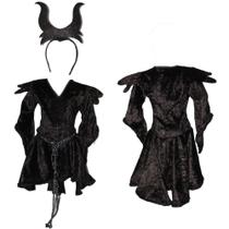Fantasia Halloween Malévola Bebê Menina Com Chifre Fantasia Halloween Malévola Bebê Menina Com Chifre