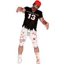 Fantasia Halloween Masculina Adulta Uniforme Jogador Futebol Americano Zumbi Camisa com Ombreira e Sangue Fantasia Halloween Masculina Adulta Uniforme Jogador Futebol Americano Zumbi Camisa com Ombreira e Sangue