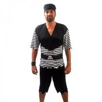 Fantasia Halloween Masculina Pirata Piratinha Listrado Carnaval Festa Temática Adulto Fantasia Halloween Masculina Pirata Piratinha Listrado Carnaval Festa Temática Adulto