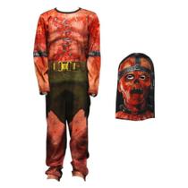 Fantasia Halloween Monstro Zumbi Infantil Longa Com Máscara Fantasia Halloween Monstro Zumbi Infantil Longa Com Máscara