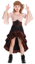 Fantasia Happy Cherry Girls Pirate com roupa renascentista bege