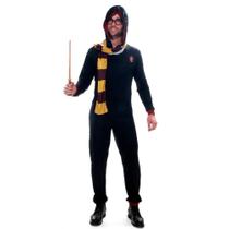 Fantasia Harry Potter Adulto Macacão C/Capuz Óculos Cachecol