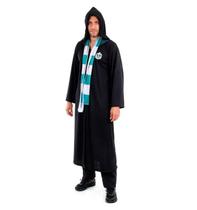 Fantasia Harry Potter Sonserina Capa com Capuz Draco Malfoy Adulto de Luxo Com Cachecol