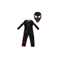 Fantasia Homem Aranha Black Longo Com Enchimento e Máscara E.V.A.