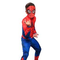 Fantasia Homem Aranha Classica Infantil Longa Com Máscara