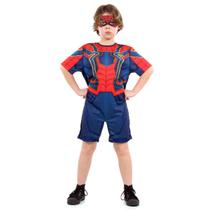 Fantasia Homem Aranha de Ferro Infantil Curto Original com Máscara - Vingadores - Marvel