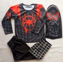 Fantasia Homem aranha traje preto com vermelho Infantil