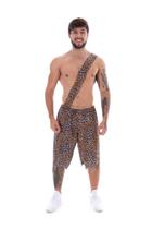 Fantasia Homem Das Cavernas Estampado Onça Adulto Masculino