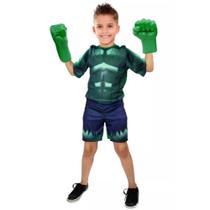 Fantasia Hulk Com Luvas Meninos Infantil