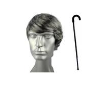 Fantasia Idoso Vovô Peruca Grisalha Bengala 80CM Preta Festa Fantasia Idoso Vovô Peruca Grisalha Bengala 80CM Preta Festa