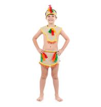Fantasia Índio Infantil Curta Com Cocar