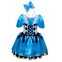 Fantasia Infantil Alice Com Tiara Festa Moda Menina Carnaval Fantasia Infantil Alice Com Tiara Festa Moda Menina Carnaval