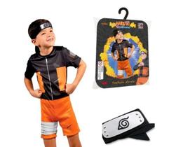 Fantasia Infantil Anime Mangá Naruto Shippuden Com Faixa Original Menino Criança Festa Carnaval