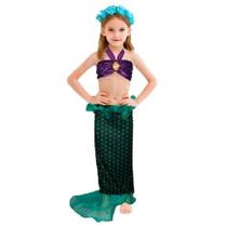 Fantasia Infantil Ariel Disney com Calda e Top de Sereia Fantasia Infantil Ariel Disney com Calda e Top de Sereia