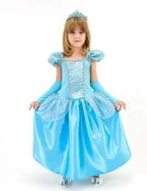 Fantasia Infantil Bela Cinderela Aurora Sofia Luvas E Coroa