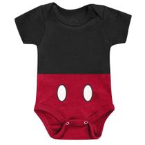 Fantasia Infantil Body para Bebês Manga Curta Mickey Preta e Vermelha Tamanho 0-3 Meses - Basic +