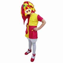 Fantasia Infantil Boneca de Pano Conjunto Vestido, Shorts e Peruca