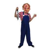 Fantasia Infantil Boneco Assassino Chucky Completo Halloween Noites do Terror Festa Zumbi Carnaval Dia das Bruxas