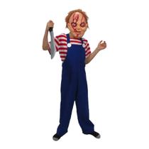 Fantasia Infantil Boneco Assassino Chucky Completo Halloween Noites do Terror Festa Zumbi Carnaval Dia das Bruxas Fantasia Infantil Boneco Assassino Chucky Completo Halloween Noites do Terror Festa Zumbi Carnaval Dia das Bruxas