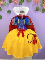 Fantasia Infantil Branca de Neve com Capa e Tiara Amarelo Ouro Fantasia Infantil Branca de Neve com Capa e Tiara Amarelo Ouro