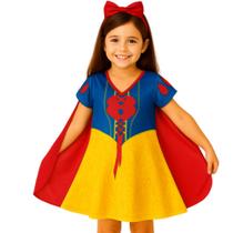 Fantasia Infantil Branca De Neve Com Capa e Tiara