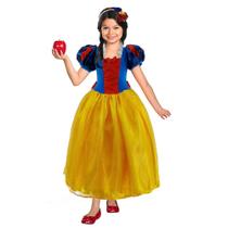 Fantasia Infantil Branca de Neve Princesa de Luxo Com Tiara