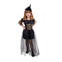 Fantasia Infantil Bruxinha Com Tiara Chapéu Festa Carnaval e Halloween