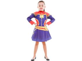Fantasia Infantil - Capitã Marvel - Clássica - Vestido tam M