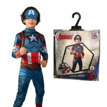 Fantasia Infantil Capitão América Clássica Longa Com Mascara