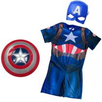 Fantasia Infantil Capitão América Com Máscara E Escudo - Genérica