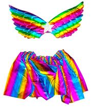 Fantasia Infantil Carnaval Menina Com Saia e Asas Fantasia Fofa para Halloween Colorida