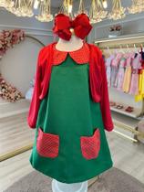 Fantasia Infantil Chiquinha Verde e Vermelho para Festas - Tamanho P a G