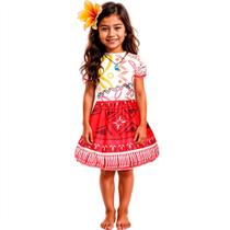 Fantasia Infantil da Moana 2 Carnaval pra Menina Vestido Havaiana Polinésio com Colar