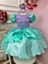 Fantasia Infantil da Sereia Ariel com Tiara Luxo - Vestido de Festa Fantasia Infantil da Sereia Ariel com Tiara Luxo - Vestido de Festa