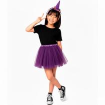 Fantasia Infantil de Halloween pra Menina Barata Kit Bruxa com Saia e Tiara Fantasia Infantil de Halloween pra Menina Barata Kit Bruxa com Saia e Tiara