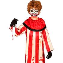 Fantasia Infantil de Halloween pra Meninos Roupa de Palhaço Assassino Sangrento Macacão Longo de Terror