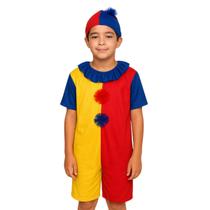 Fantasia Infantil de Palhaço Colorida Carnaval Festa Fantasi